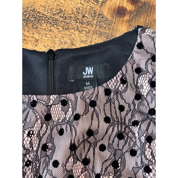 Womens Jason Wu Blush Black Lace Overlay Sleeveless Knee Length Dress Size M - Picture 8 of 12